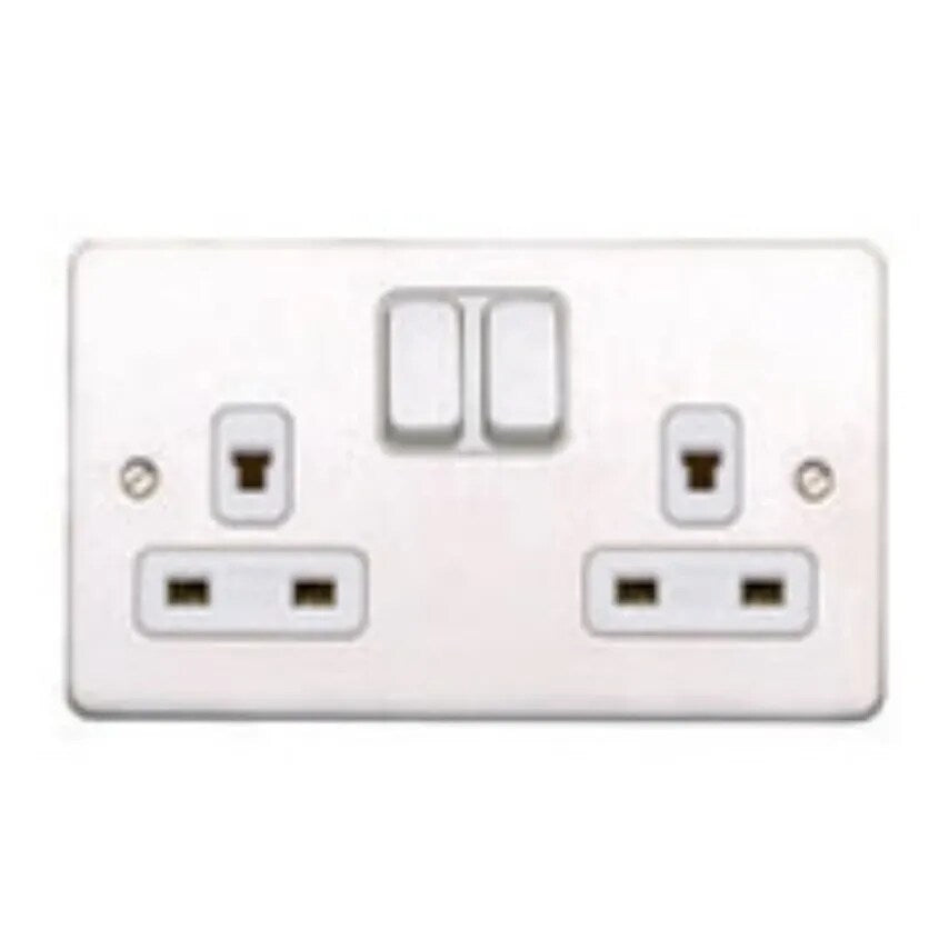 Socket 2 Gang Switched DP Clean Earth 13A Sat Gold Black Inserts - K14246SAGB