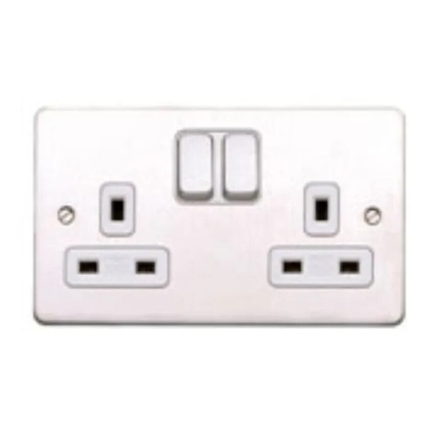 Socket 2 Gang Switched DP Dual Earth 13A Sat Gold White Inserts - K14647SAGW