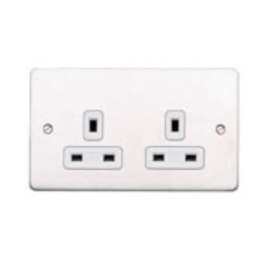 Socket 2 Gang Unswitched Dual Earth 13A Lustrous Black Blk Inserts - K14781LBKB