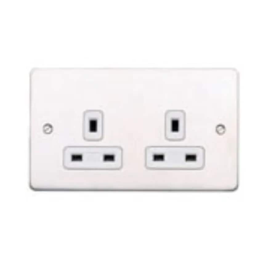 Socket 2 Gang Unswitched Dual Earth 13A Sat Gold White Inserts - K14781SAGW