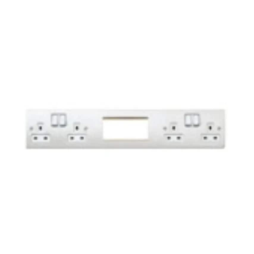 Socket 4 Gang DP Dual Earth and 4 Module 13A Lacquered Brushed Steel Euro - K14200LBSW