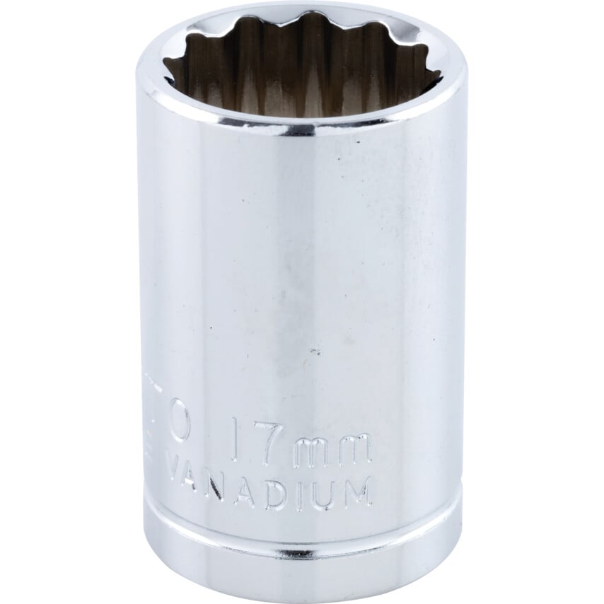 Socket Bi-hexagon 1/2" Square Drive 17mm Chrome Vanadium (12-Point)
