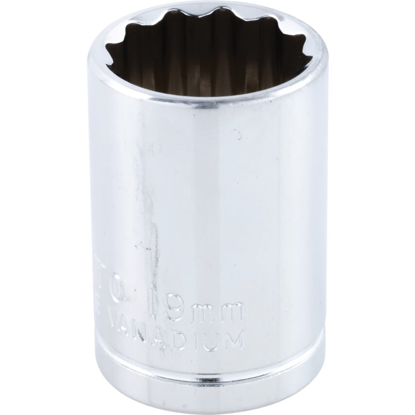 Socket Bi-hexagon 1/2" Square Drive 19mm Chrome Vanadium (12-Point)