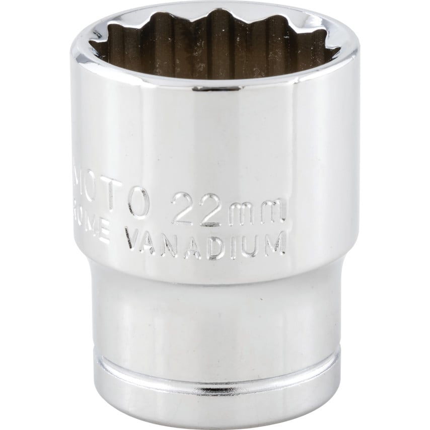 Socket Bi-hexagon 1/2" Square Drive 22mm Chrome Vanadium (12-Point)