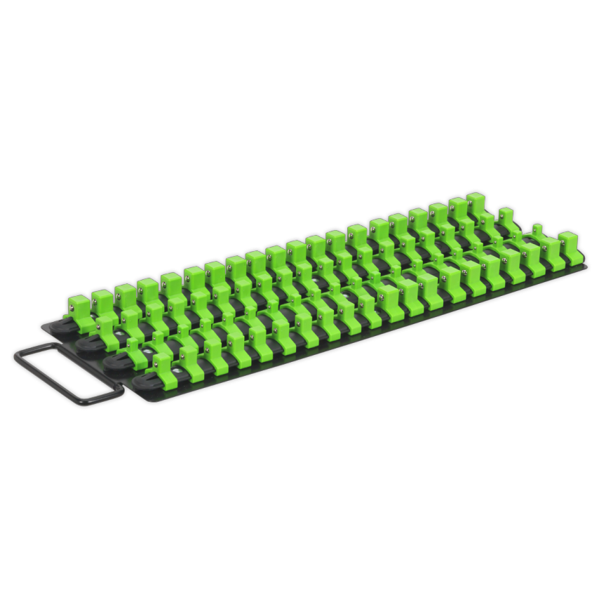 Socket Rail Tray 1/4", 3/8" & 1/2" Square Drive - Hi-vis Green