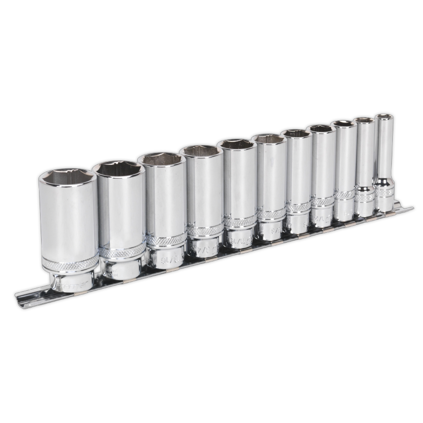 Socket Set11 Piece 3/8" Square Drive Deep Lock-on 6PT Imperial