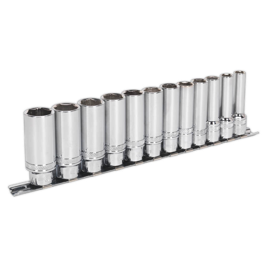 Socket Set12 Piece 3/8" Square Drive Deep Lock-on 6PT Metric