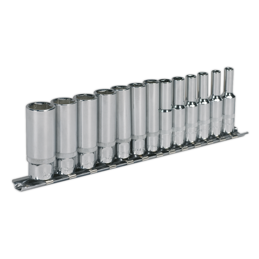 Socket Set13 Piece 1/4" Square Drive 6PT Deep WallDrive Metric