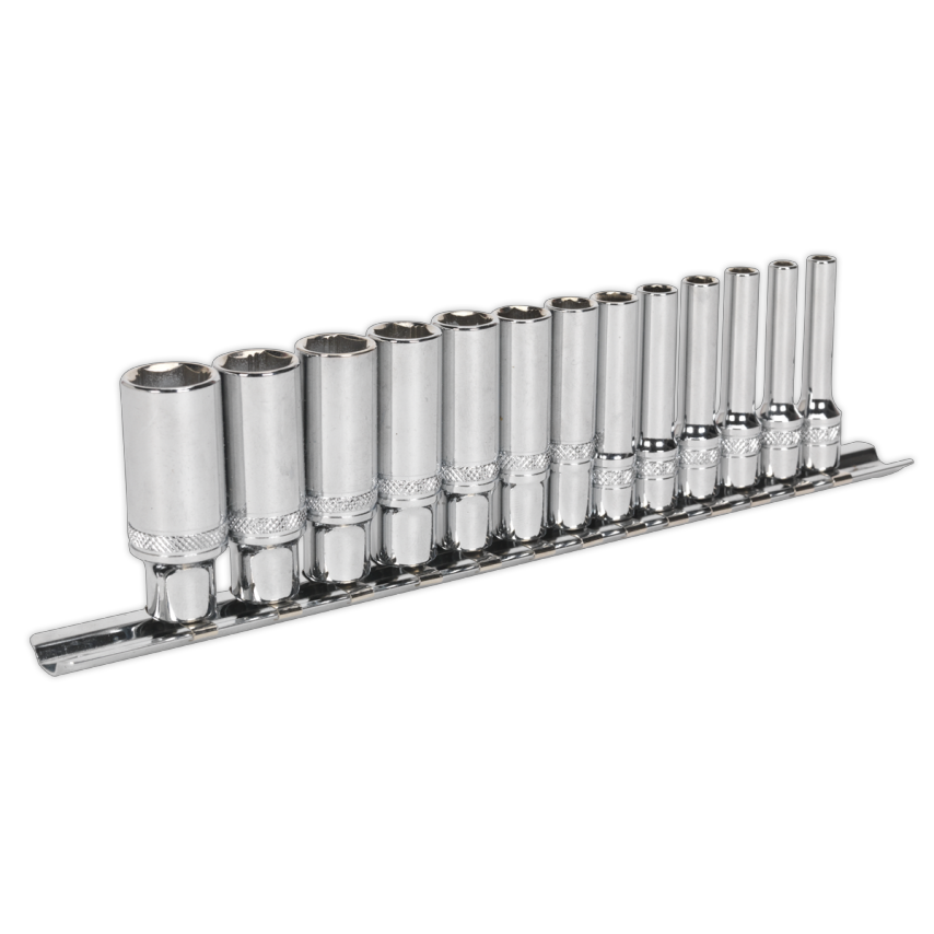 Socket Set13 Piece 1/4" Square Drive Deep Lock-on 6PT Metric