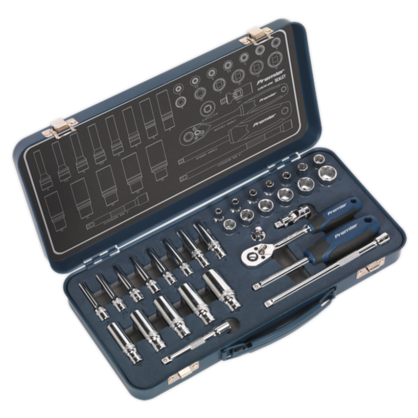 Socket Set32 Piece 1/4" Square Drive Lock-on 6PT Metric