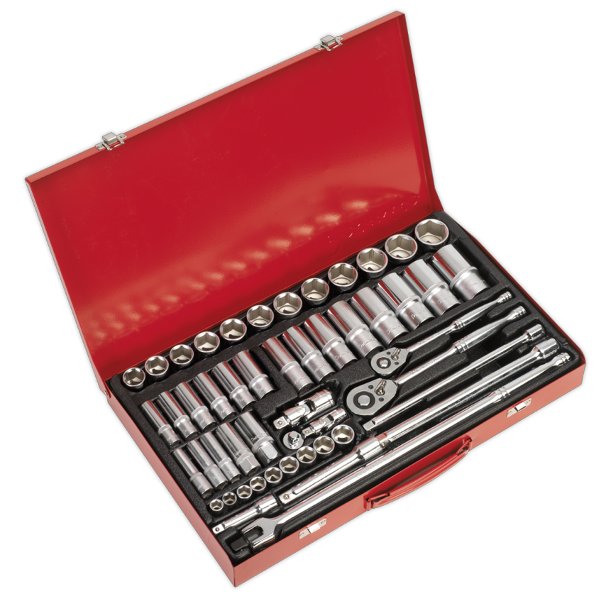 Socket Set50 Piece 3/8" & 1/2" Square Drive 6PT WallDrive - Metric