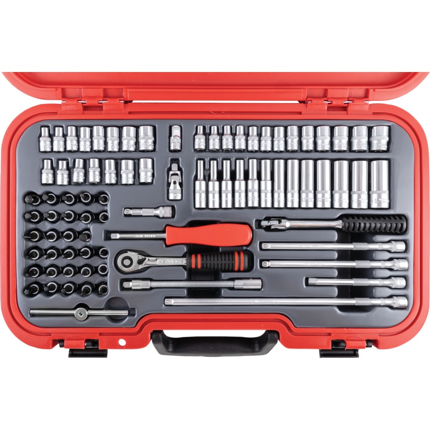 Socket Set 1/4" Square Drive 4-14mm Bi-hexagon Metric/Inch/Ba (82 Piece) Chrome Vanadium (12-Point)
