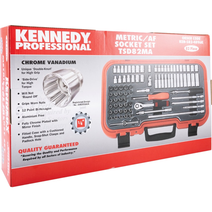 Socket Set 1/4" Square Drive 4-14mm Bi-hexagon Metric/Inch/Ba (82 Piece) Chrome Vanadium (12-Point)