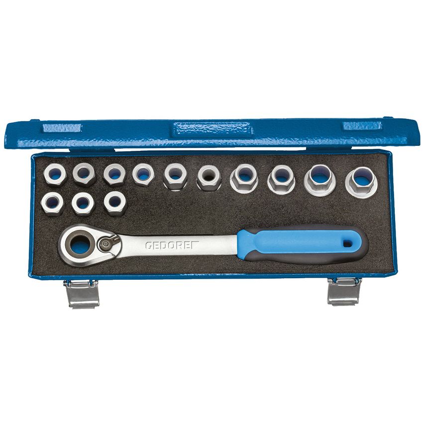 Socket set 1/2" 14 pcs 10-24 mm