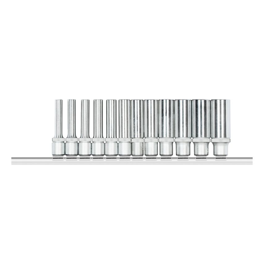 Socket set 1/4 hex. +rail 12pcs