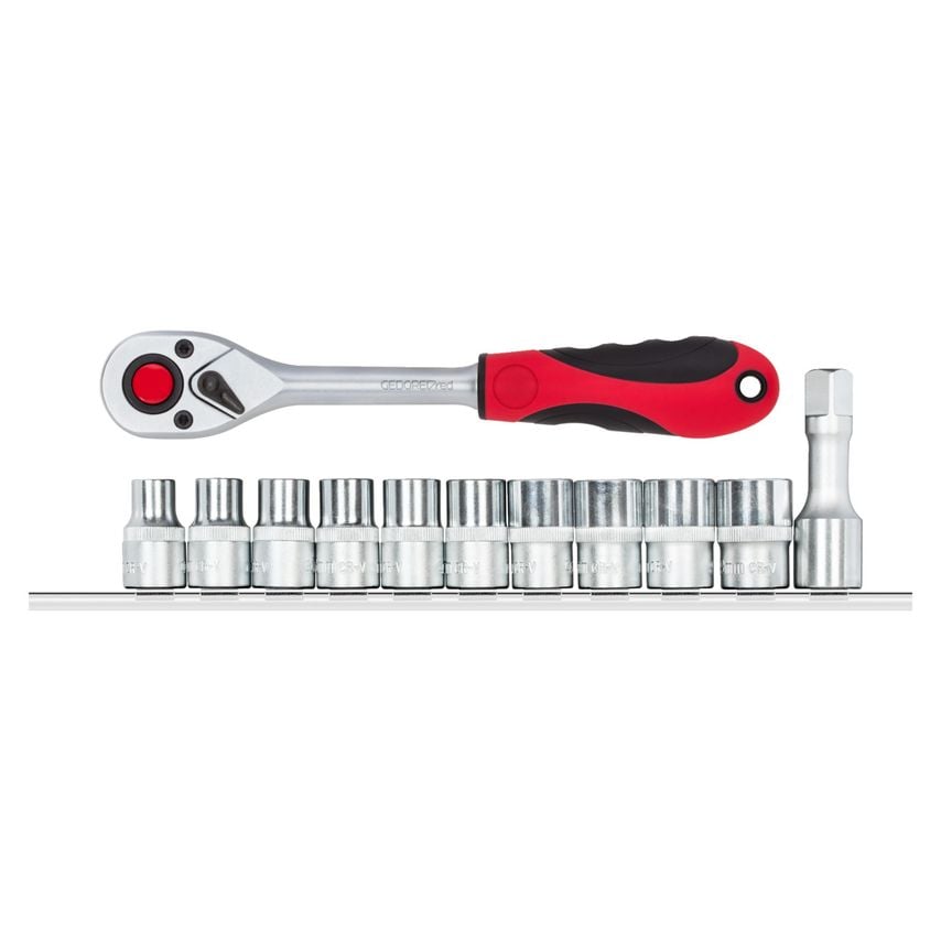 Sockets +Ratchet 1/2 hex. +rail 12pcs