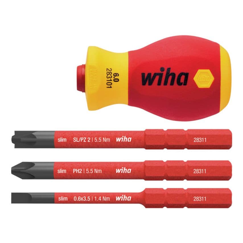 SoftFinish Electric slimVario Stubby Screwdriver Set, 4 Piece