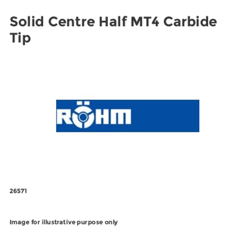 Solid Centre Half MT4 Carbide Tip