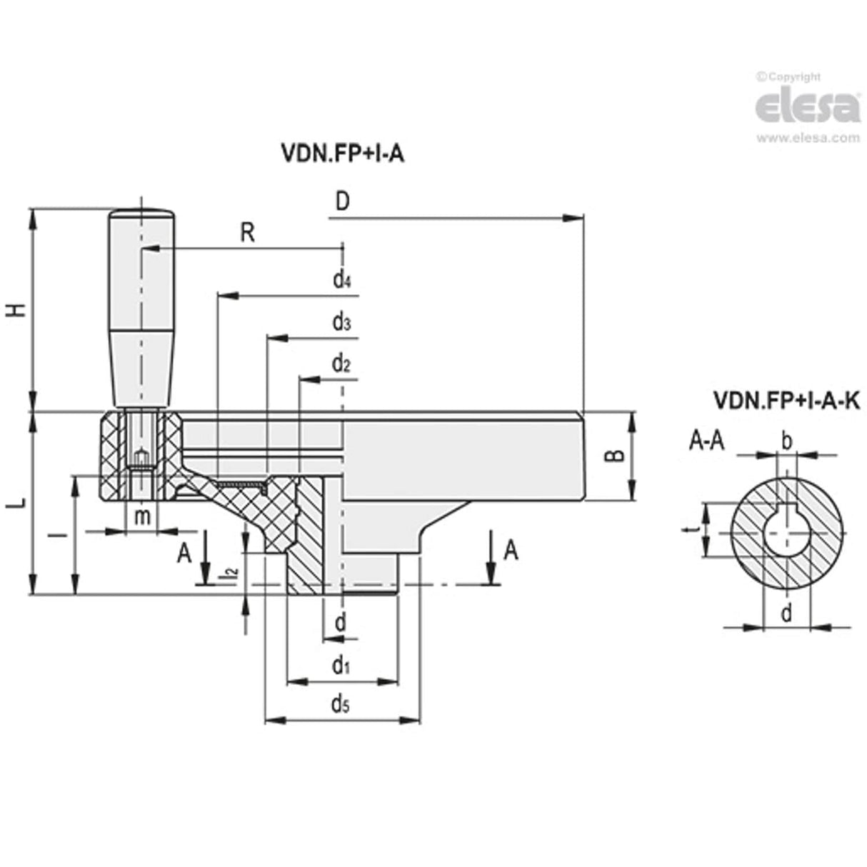 Solid handwheel-VDN.225 FP+I-A22