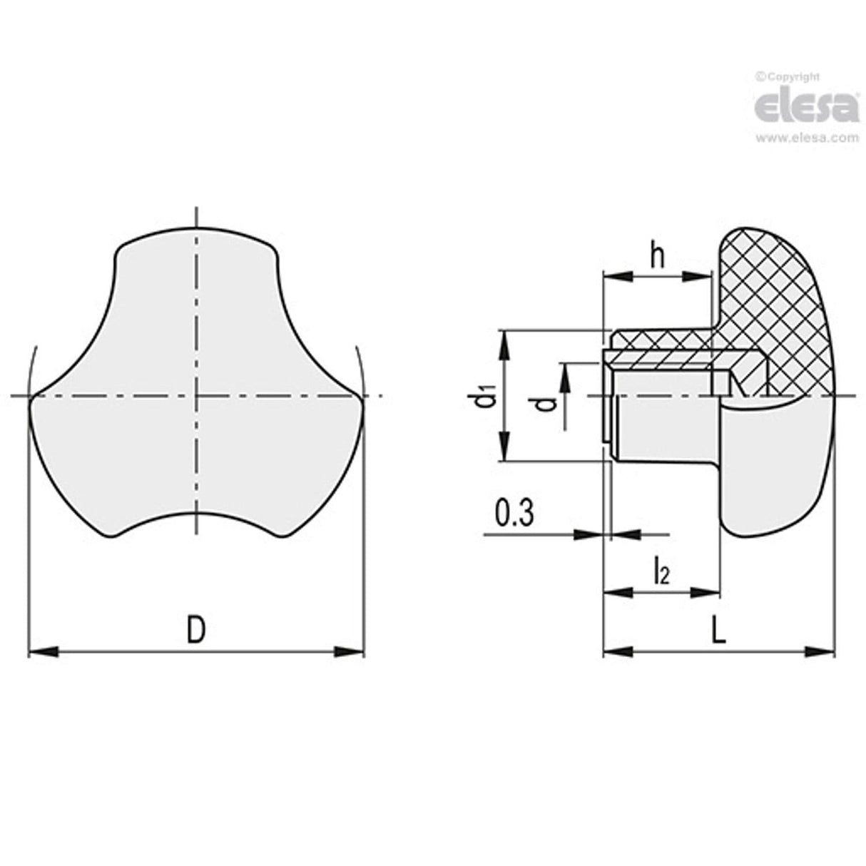 Solid knob-VTT.25-SST-M6