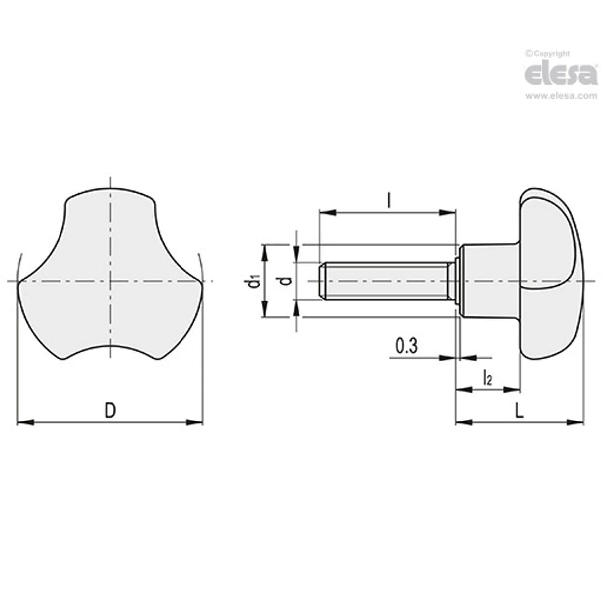 Solid knob-VTT.25-SST-p-M6x25