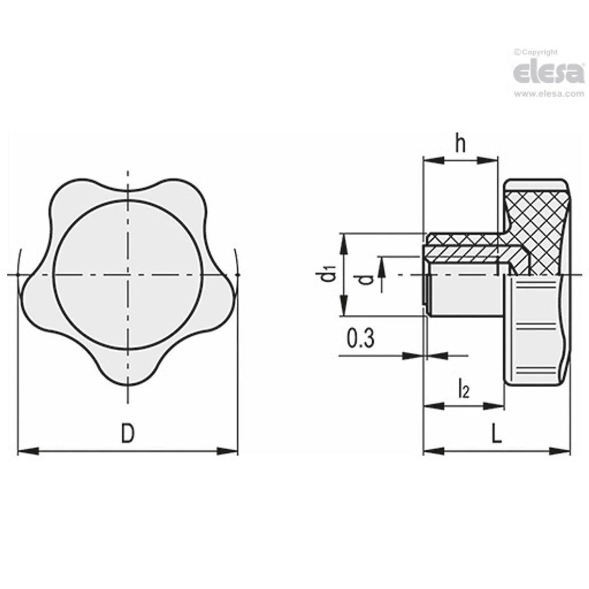 Solid lobe knob-VC.692/60 B-M12