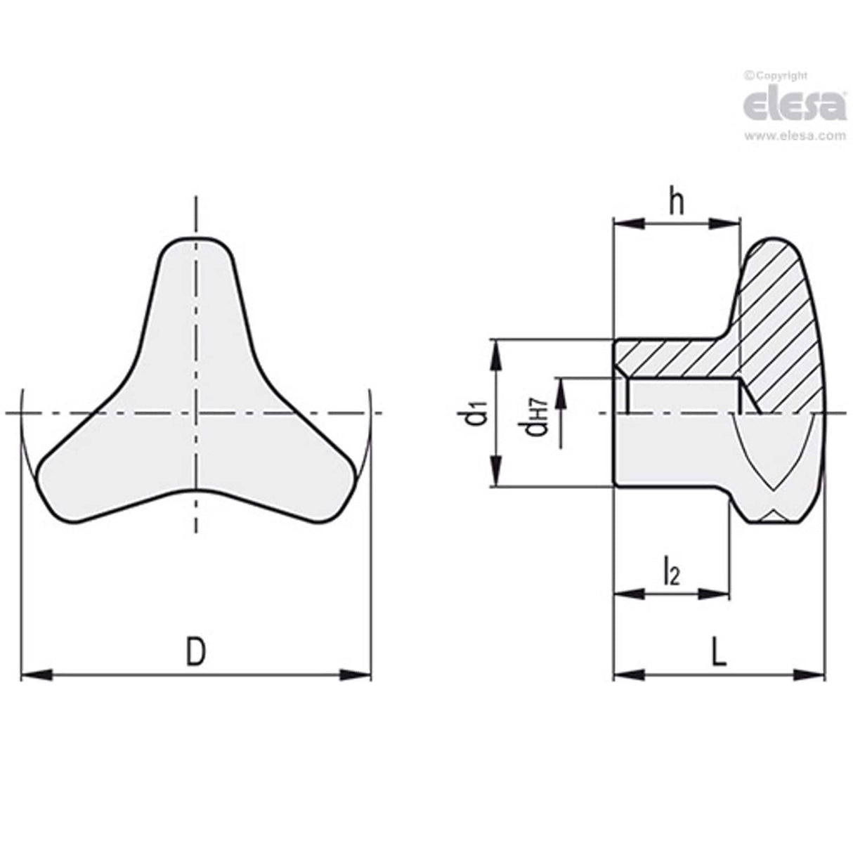Solid lobe knob-VMT-SST-A4-50-10