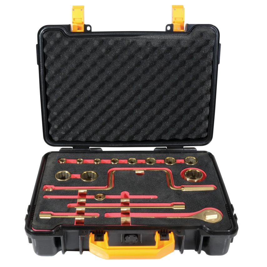 Spark Resistant Socket Set 1/2" Square DR 16 Piece Al-Br