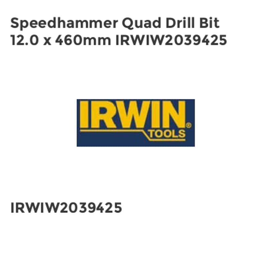 Speedhammer Quad Drill Bit 12.0 x 460mm IRWIW2039425
