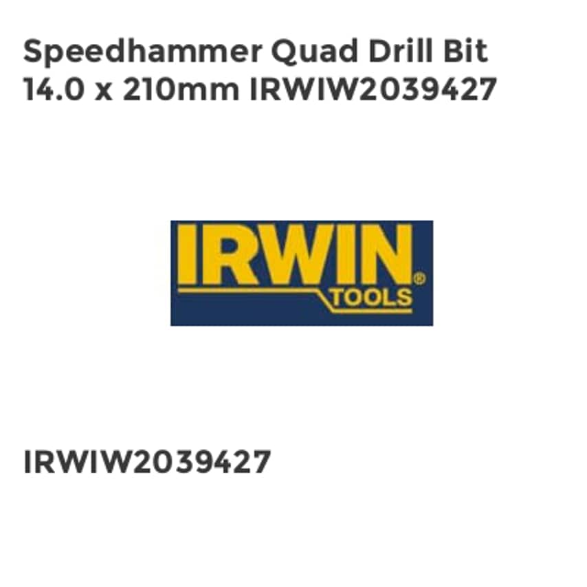 Speedhammer Quad Drill Bit 14.0 x 210mm IRWIW2039427