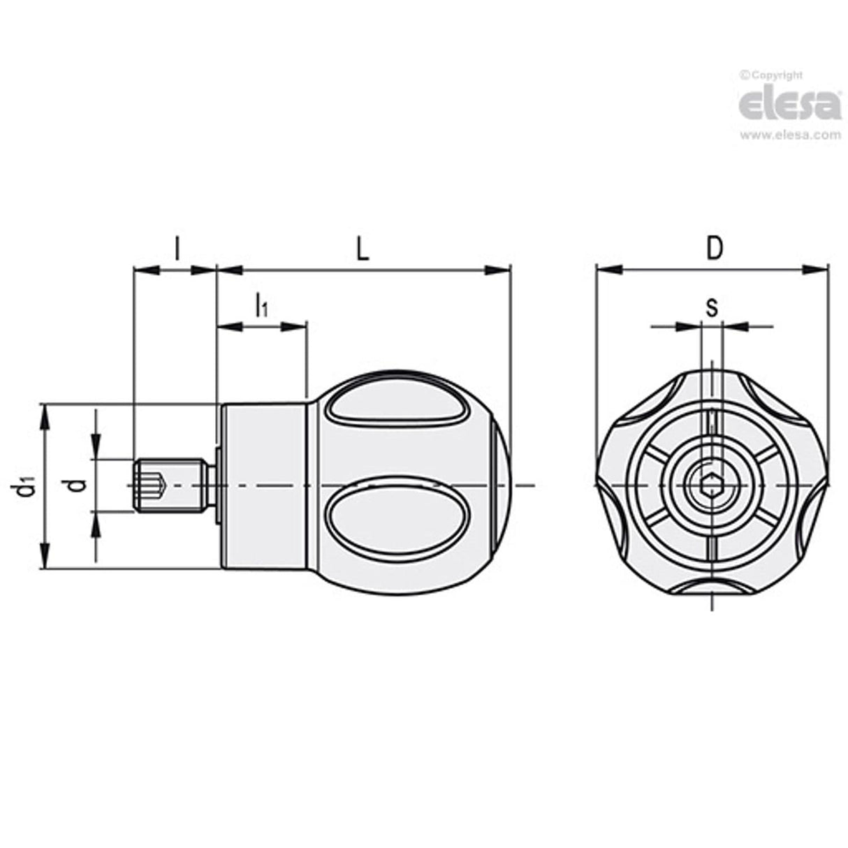 Spherical revolving knob-EBK.50+x-M10
