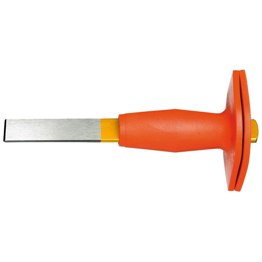 Splitting chisel with protective hand guard