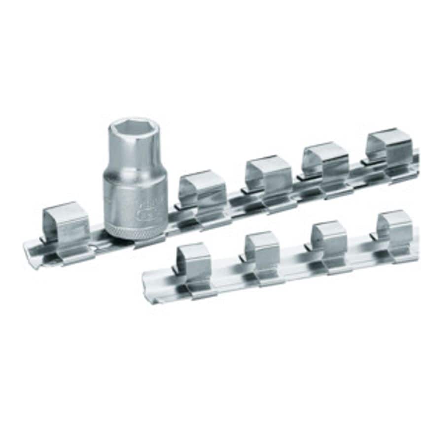 Spring steel socket rail for 14 3/8" sockets