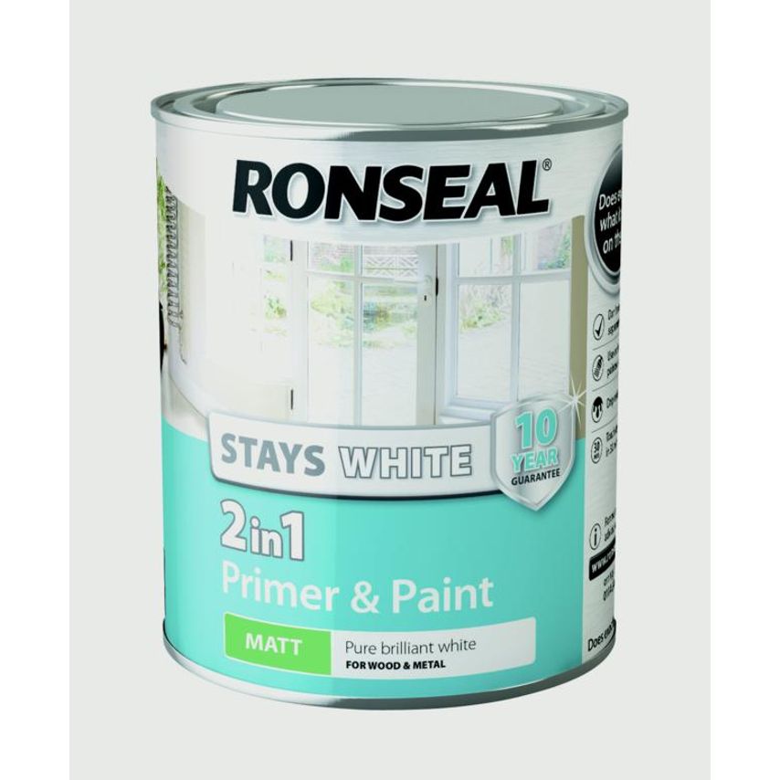 Stays White 2in1 Primer & Paint White Matt 750ml