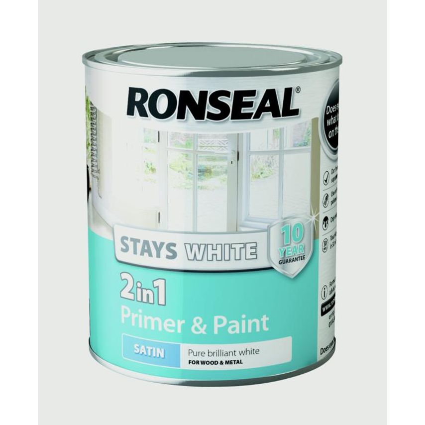 Stays White 2in1 Primer & Paint White Satin 750ml