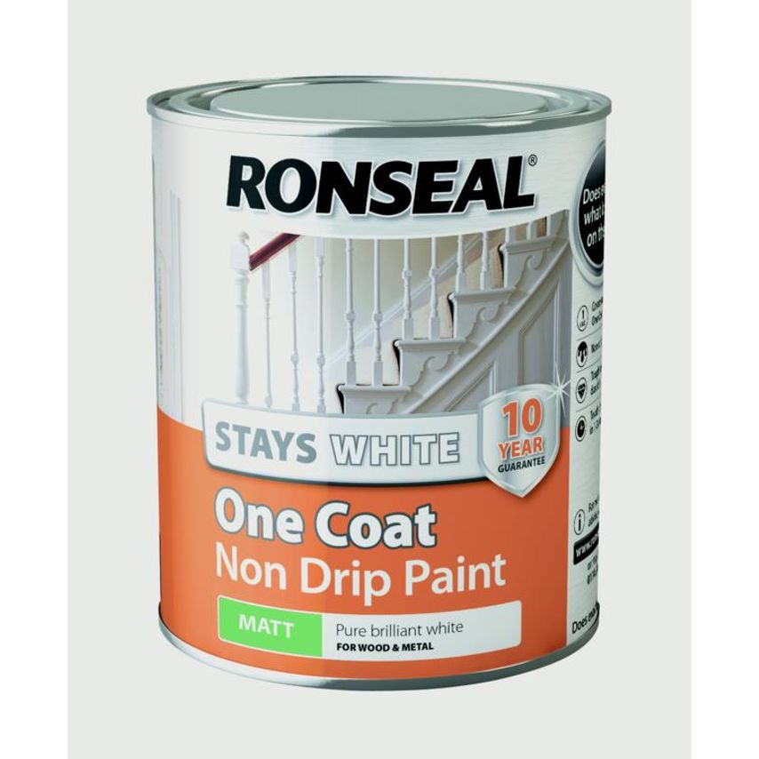 Stays White One Coat Non Drip Paint White Matt 750ml