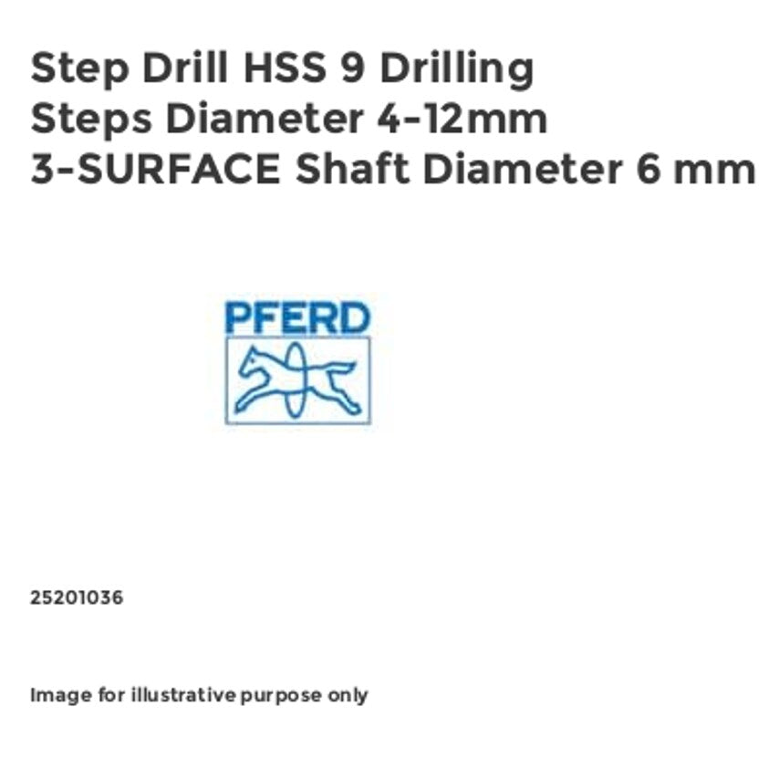 Step Drill HSS 9 Drilling Steps Diameter 4-12mm 3-SURFACE Shaft Diameter 6 mm