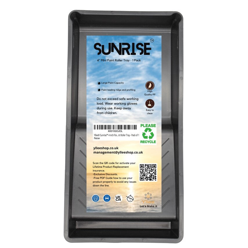 Sunrise Premium Quality Heavy Duty Plastic 4in Mini Paint Roller Tray Single