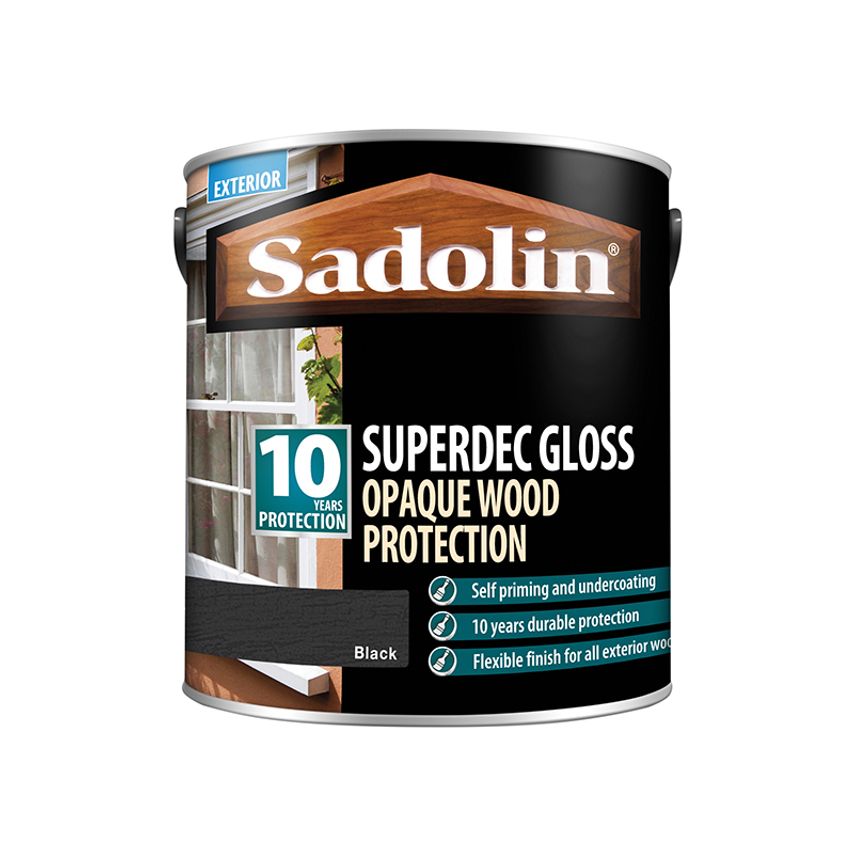 Superdec Opaque Wood Protection Black Gloss 2.5 litre SAD5028854