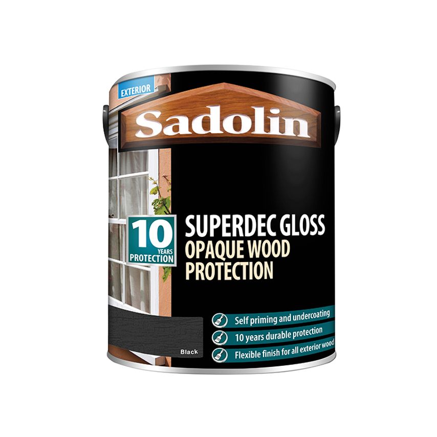 Superdec Opaque Wood Protection Black Gloss 5 litre SAD5028855