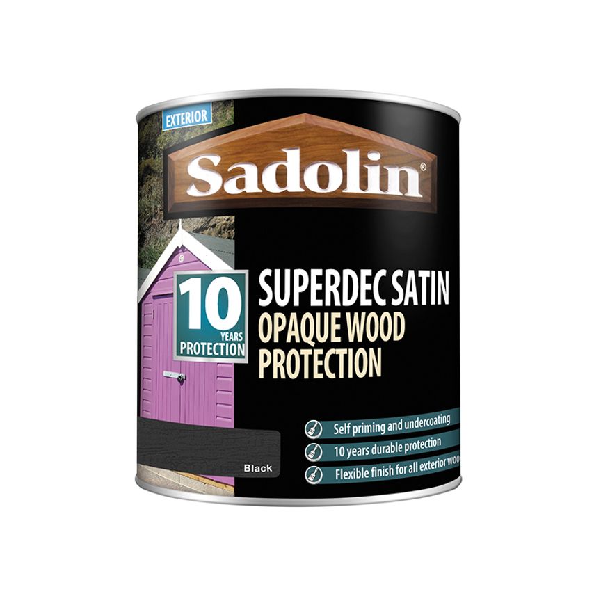 Superdec Opaque Wood Protection Black Satin 1 litre SAD5028828