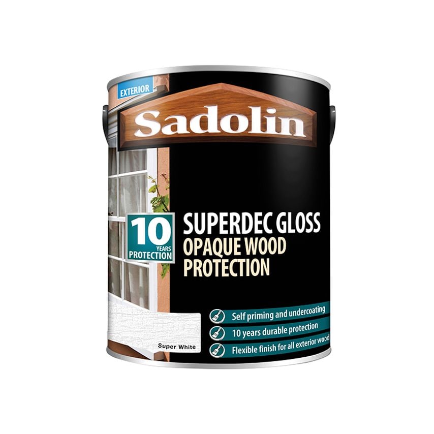 Superdec Opaque Wood Protection Super White Gloss 5 litre SAD5028852