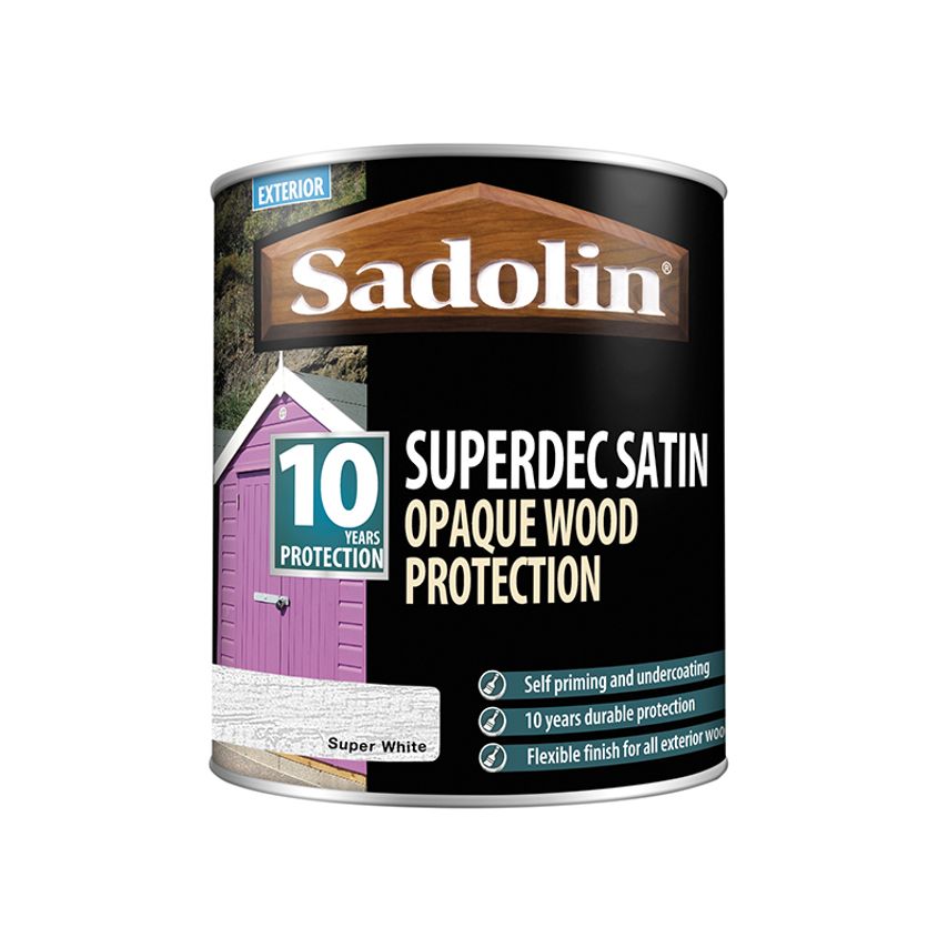 Superdec Opaque Wood Protection Super White Satin 1 litre SAD5028825