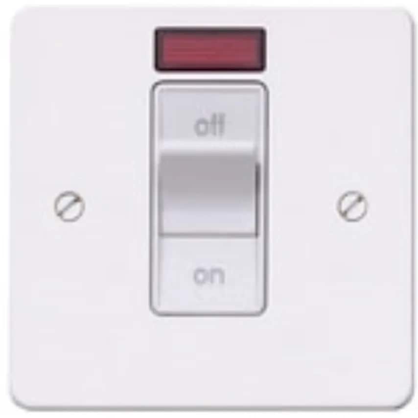 Switch 1G Double Pole Neon 32A White White Inserts