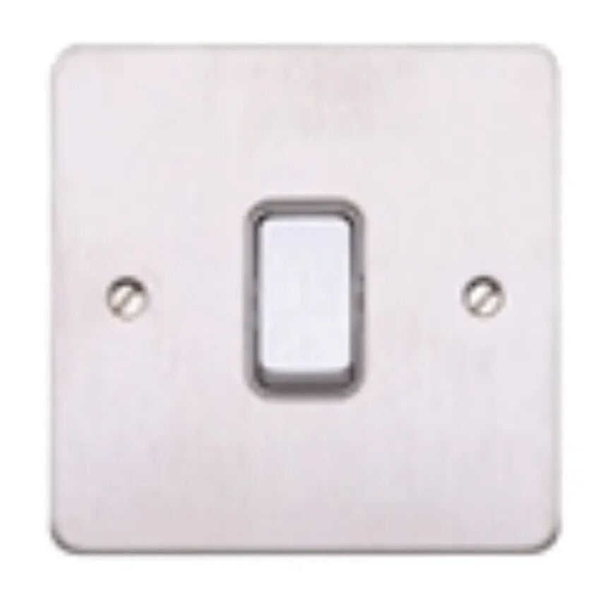Switch 1 Gang 2 Way SP 20A Lacquered Brushed Steel Black Insert