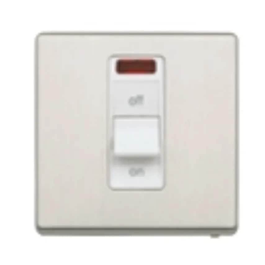 Switch 1 Gang DP Neon 32A Lacquered Brushed Stainless Steel Black Inse
