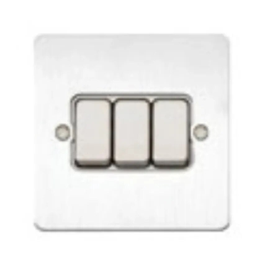 Switch 3 Gang 2 Way SP 10A Satin Gold White Insert