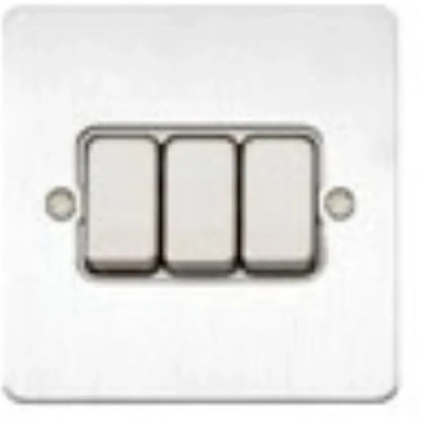 Switch 3 Gang 2 Way SP 10A White White Insert