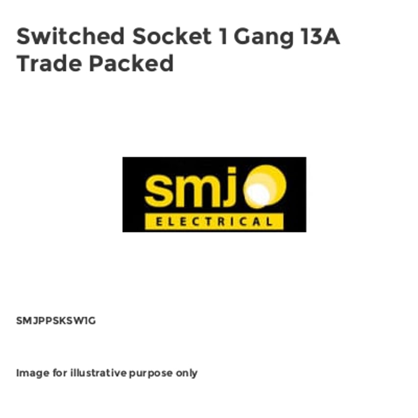 Switched Socket 1 Gang 13A Trade Packed
