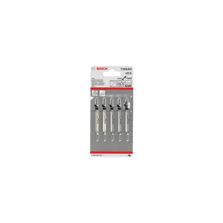 T101 AO Clean for Wood Jigsaw Blades - 2 608 630 031, Pack of 5